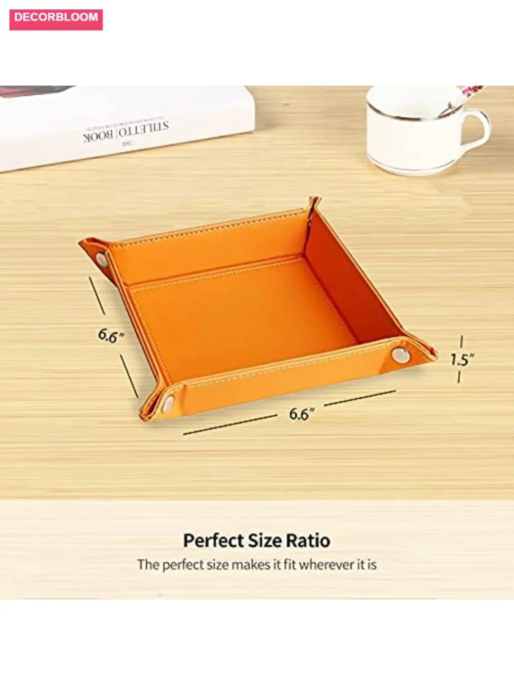 PU Leather Valet Tray Key Dish Catchall Organizer for Men Jewelry Watch